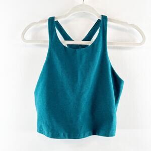 Beyond Yoga Spacedye Focus Cropped Racerback Tank Top Blue Green Large